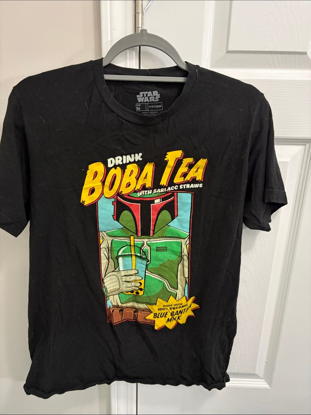 Star Wars Black Graphic 'Drink Boba Tea' Tee with Yellow & Green Artwork